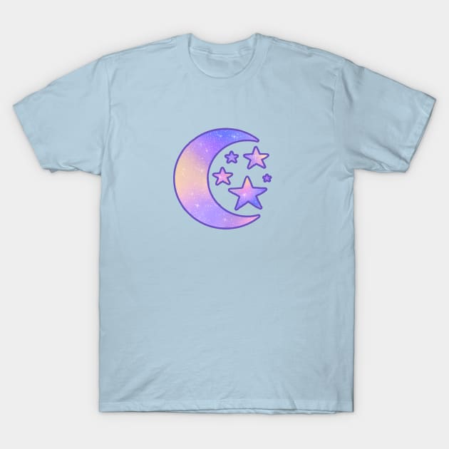 Pastel Dreamy Moon and Stars T-Shirt by arinoiro